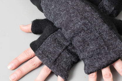 Cuddly Wrist Warmers - with Seam Structure - black-gray