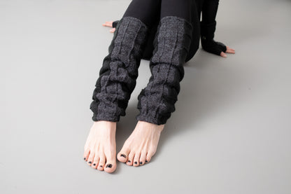 Cuddly Leg Warmers - with Seam Structure - black-gray