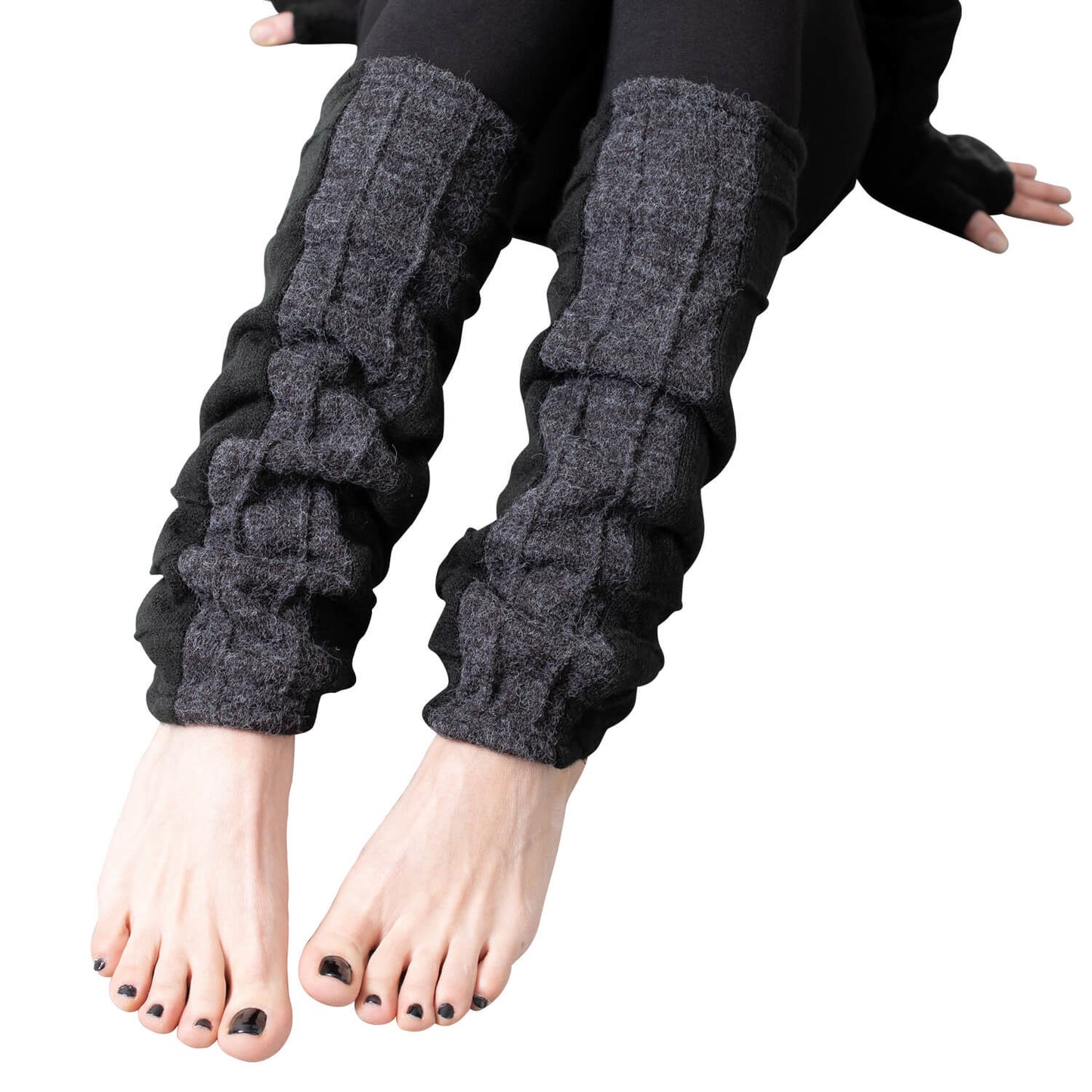 Cuddly Leg Warmers - with Seam Structure - black-gray