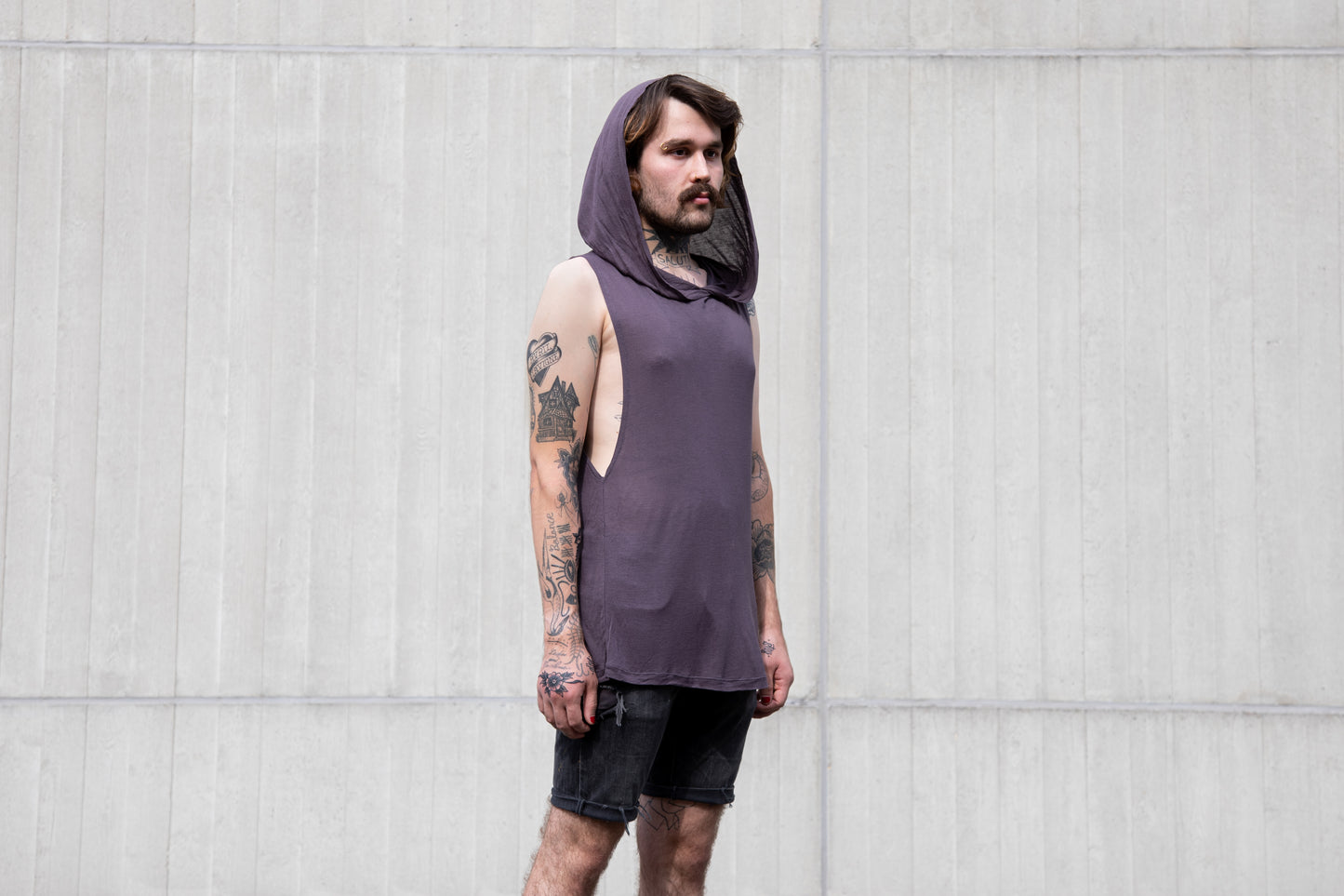 Translucent Tank top - with Hood - gray