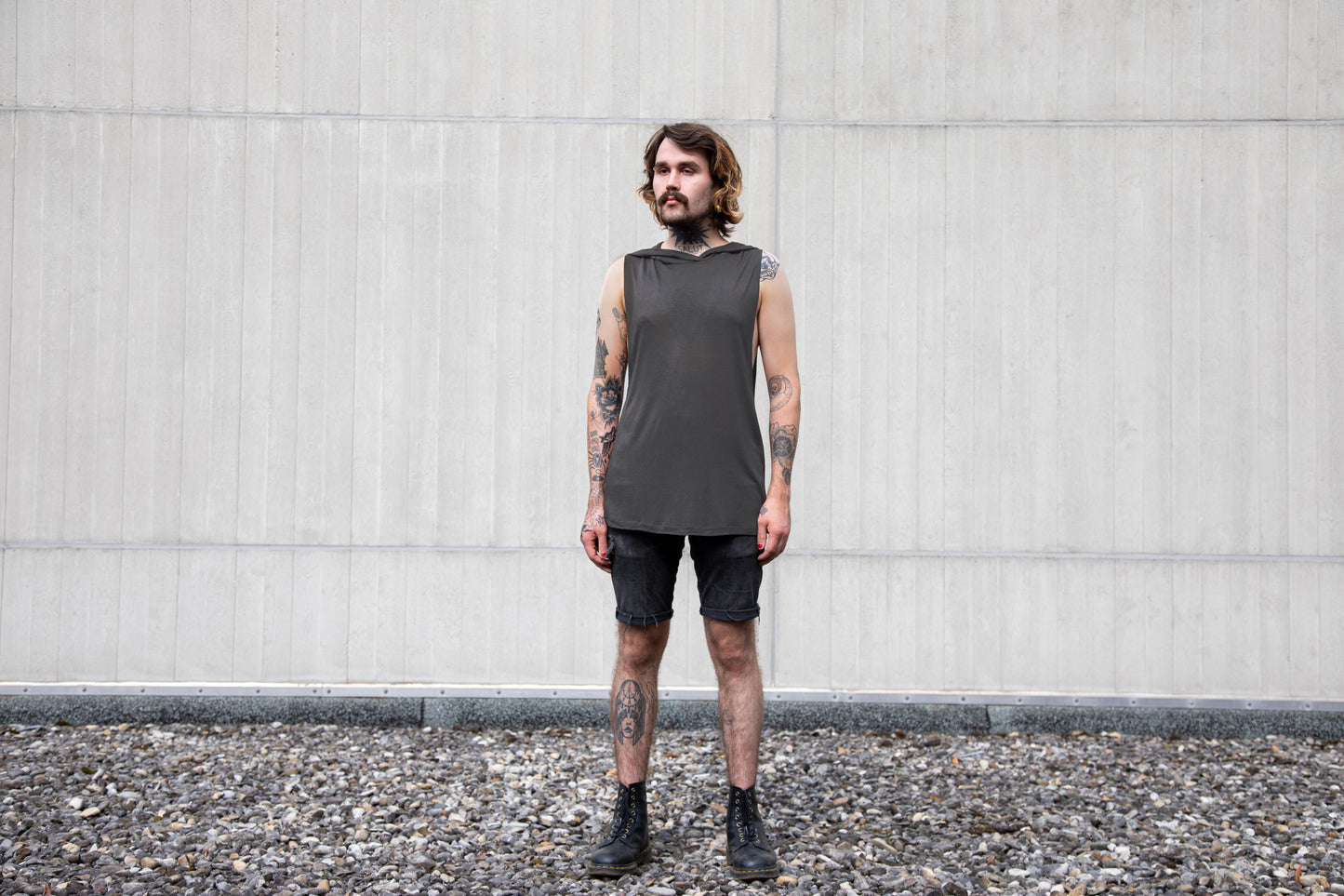 Translucent Tank top - with Hood - metal-gray