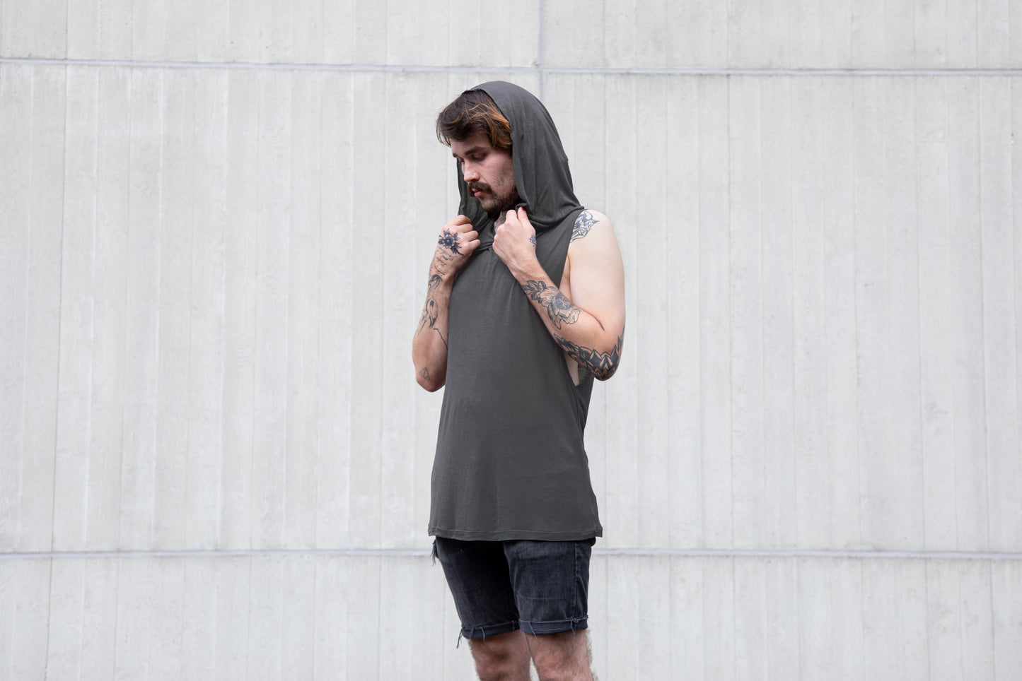 Translucent Tank top - with Hood - metal-gray