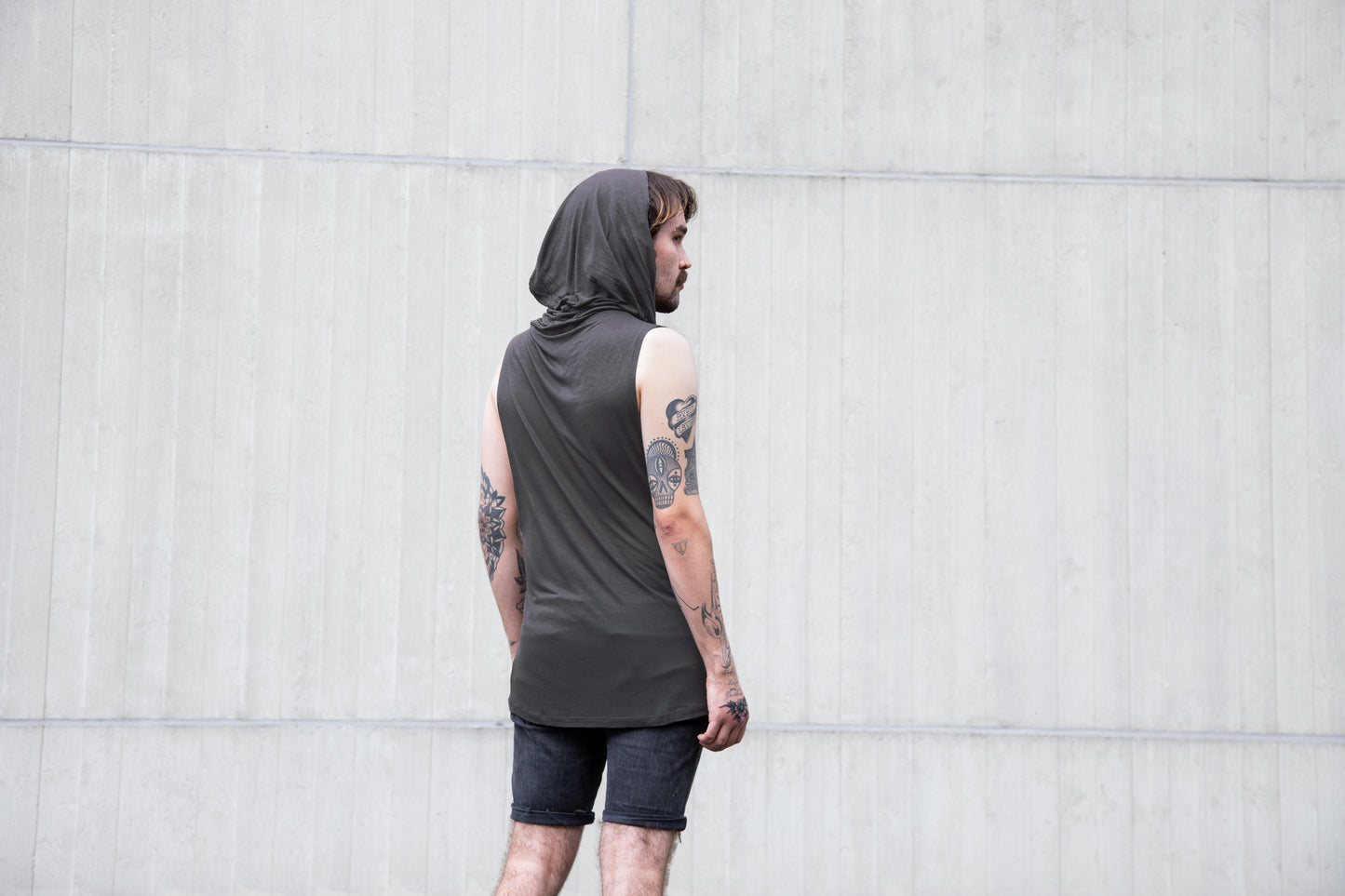 Translucent Tank top - with Hood - metal-gray