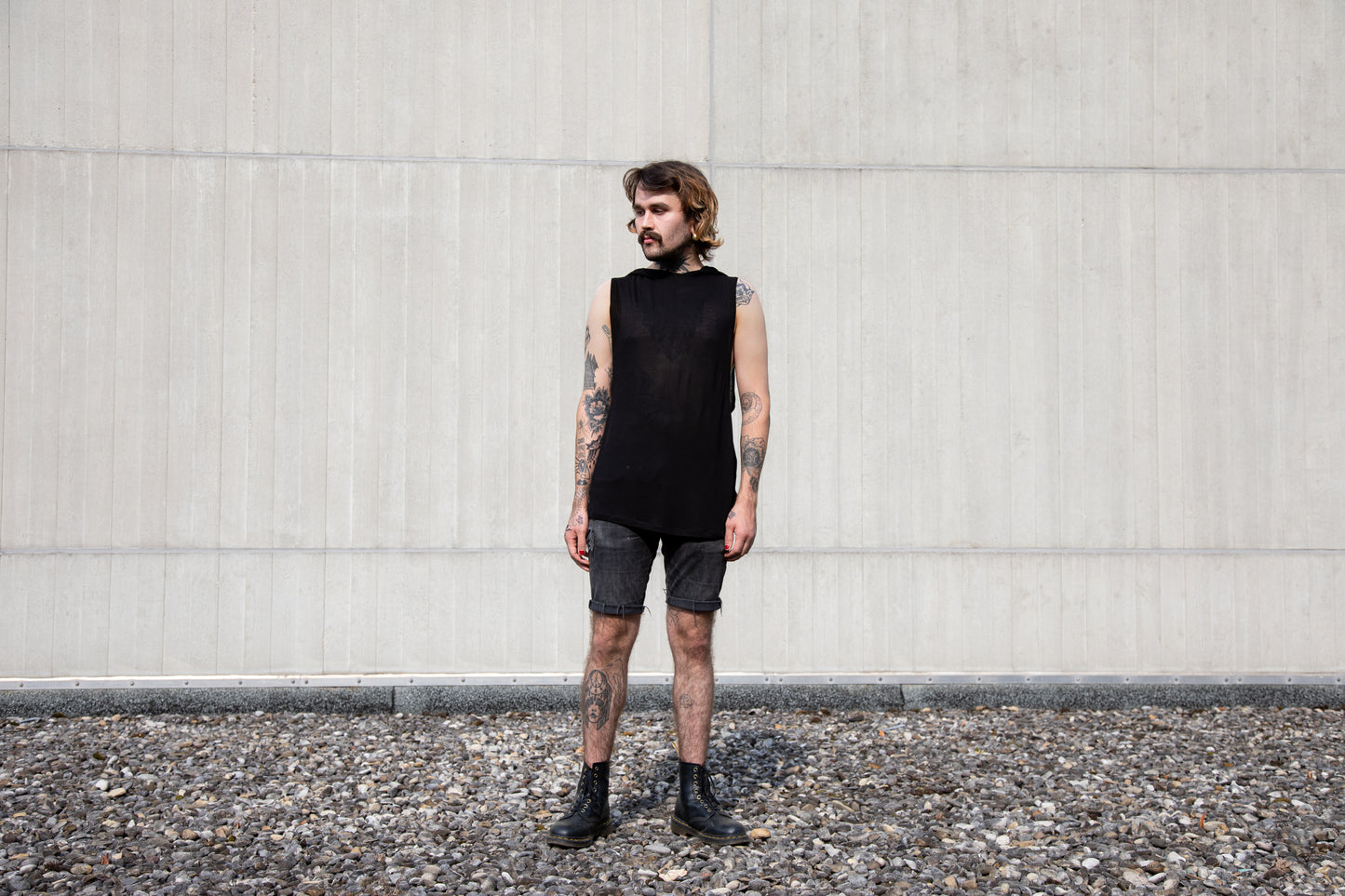 Translucent Tank top - with Hood - black