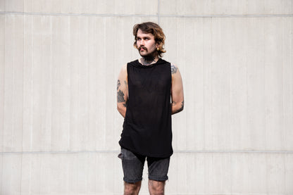 Translucent Tank top - with Hood - black