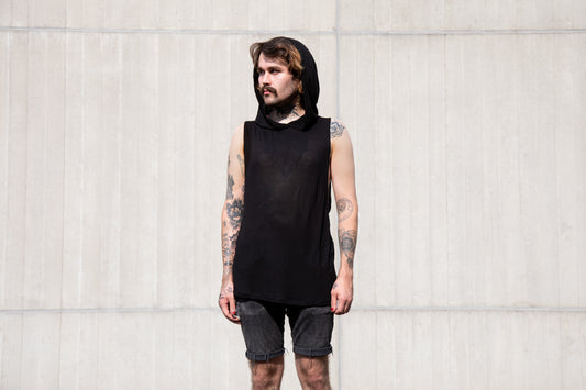 Translucent Tank top - with Hood - black