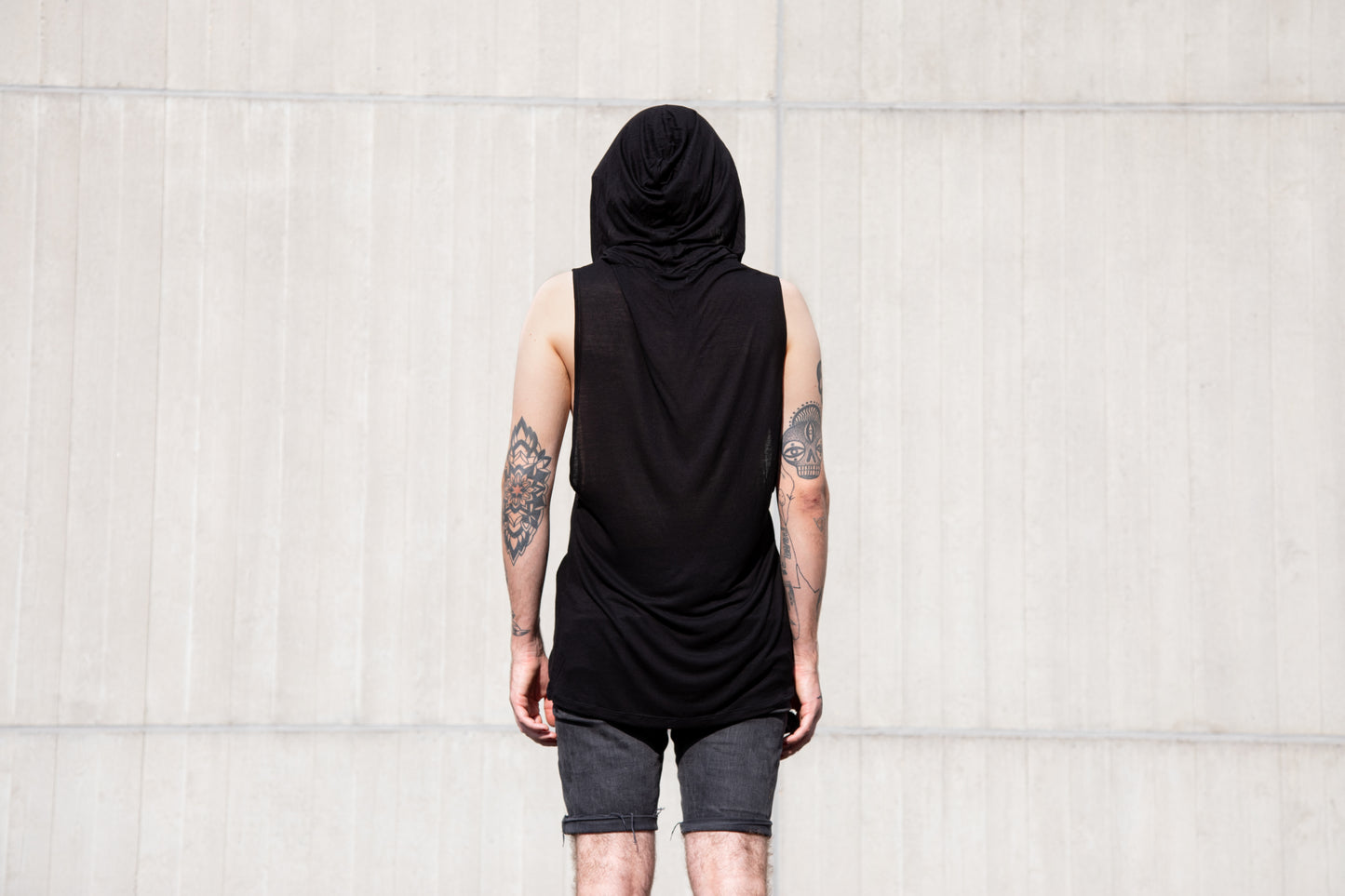 Translucent Tank top - with Hood - black