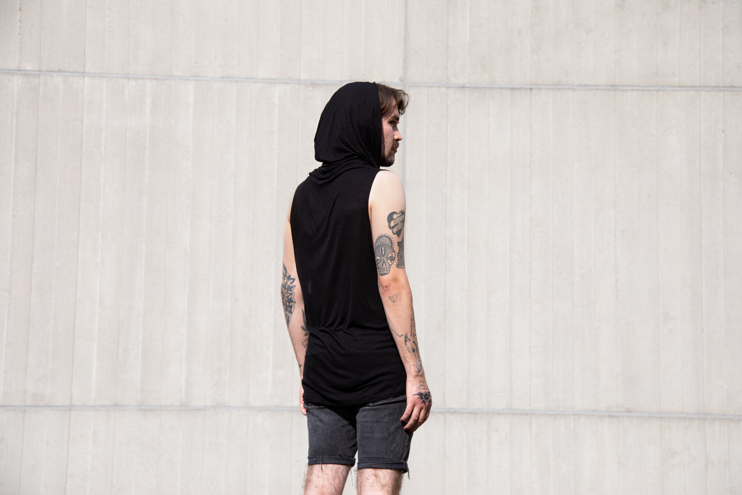 Translucent Tank top - with Hood - black