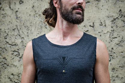 Tank top  - Seeveless Shirt - handprinted, with Rivets - gray