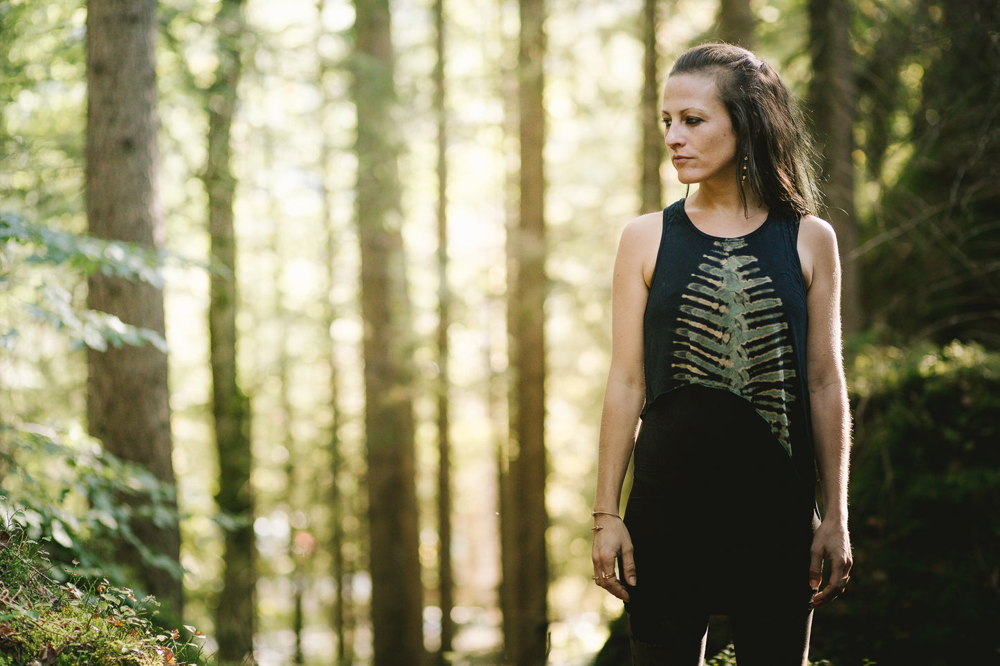 Racerback Tanktop - mit abstrakter Knochenstruktur - Batik, Tie-Dye - blau-türkis