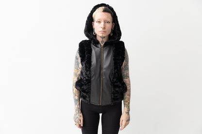 Artificial Fur Vest & Leggings Set – Dark Fashion Look