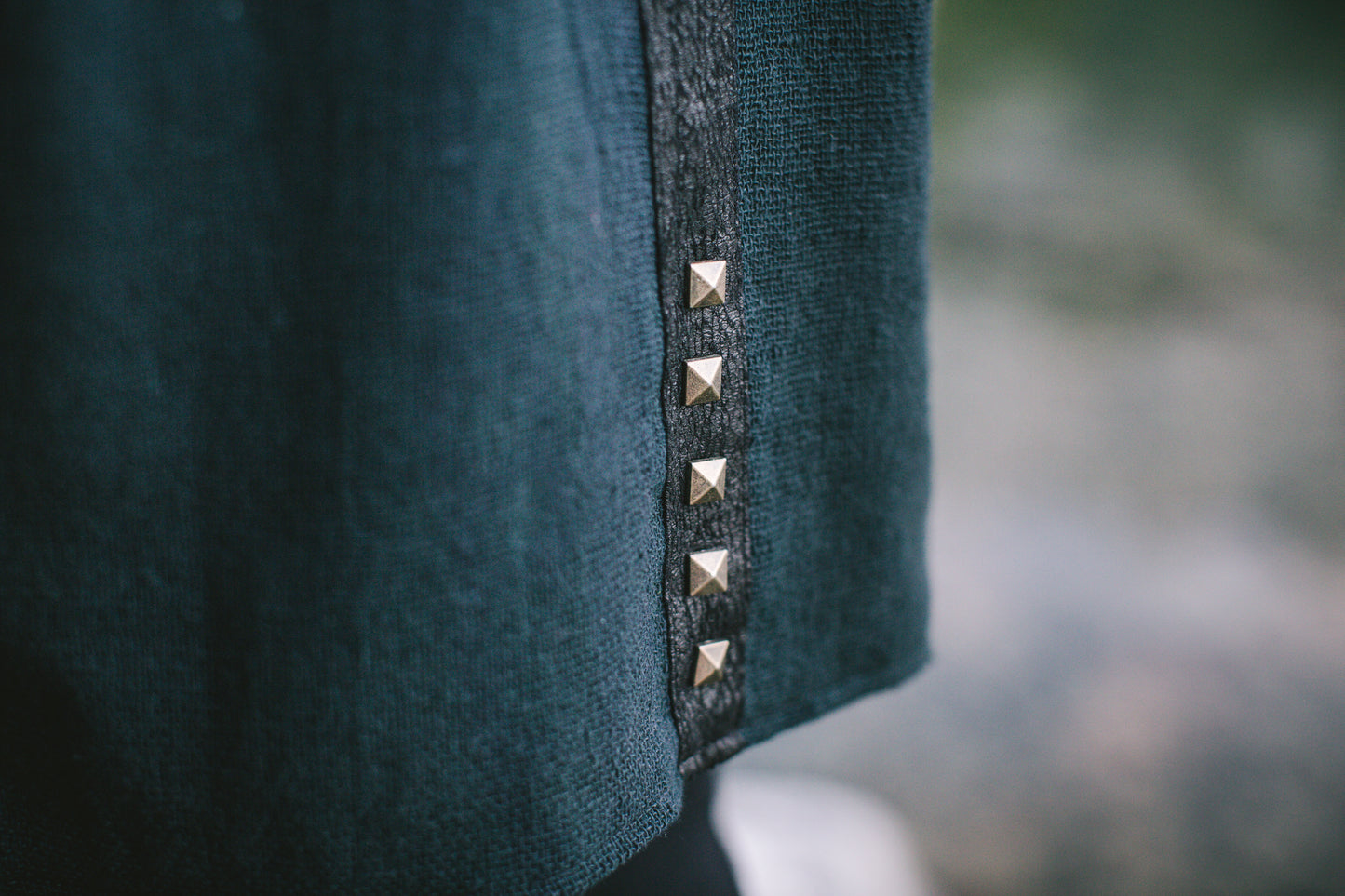 Vest with Rivets and Artificial Leather - gray