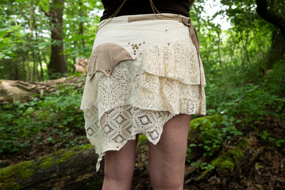 Wrap Skirt with Small Pocket - Wrap Around Skirt, Layered Skirt - offwhite