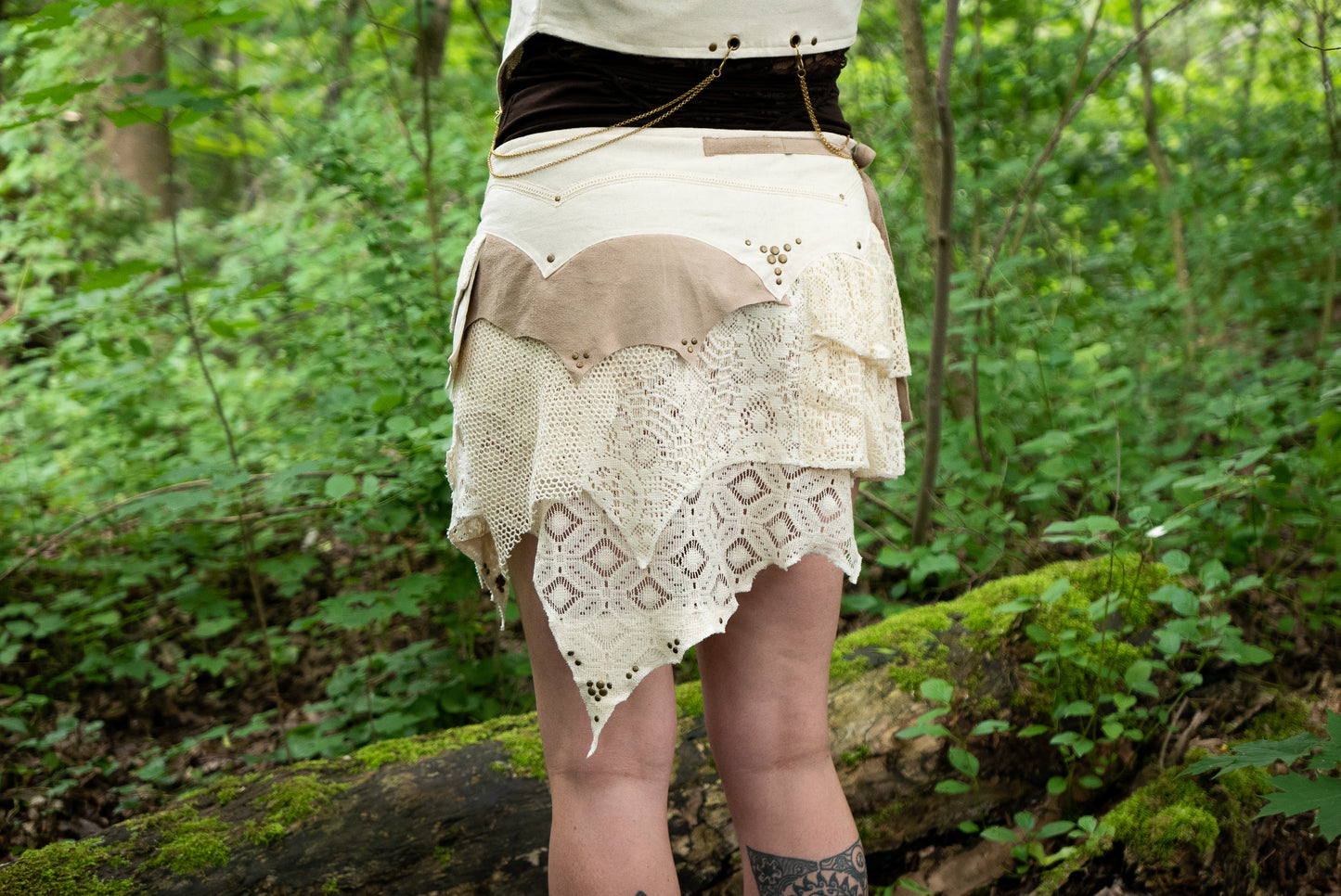 Wrap Skirt with Small Pocket - Wrap Around Skirt, Layered Skirt - offwhite