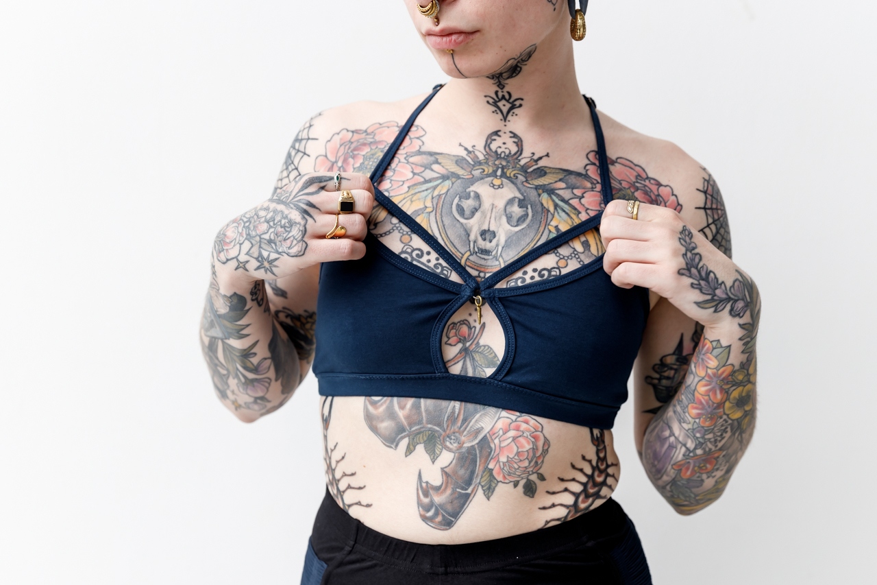 STRAPPY BRA - with Brass Detail - Bralette, Bustier - petrol-blue