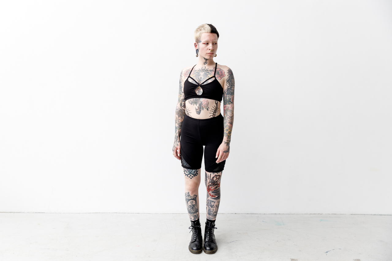 MESH BIKER - with Transparent Mesh Fabric and Visible Seams - black