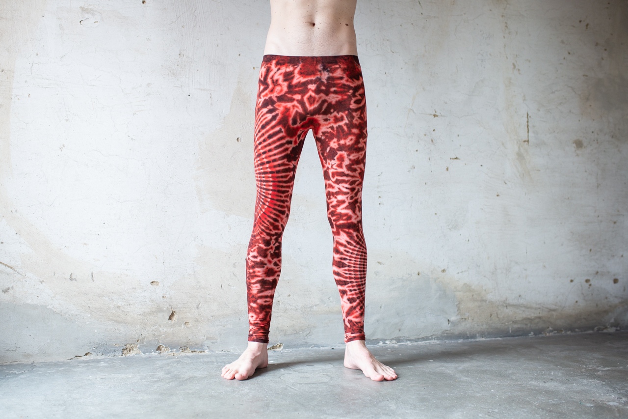 LEGGINGS mit abstraktem Blumenmuster – Batik, Tie-Dye - unisex - flashy red, hochrot