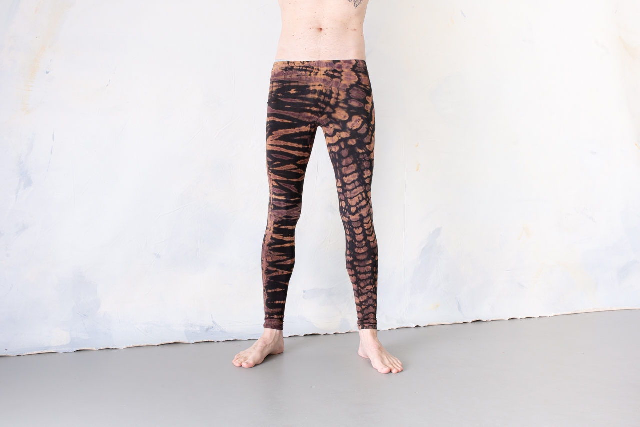 LEGGINGS mit Tiger- und Leopardenoptik - Batik, Tie-Dye - unisex - beige-braun-purpur