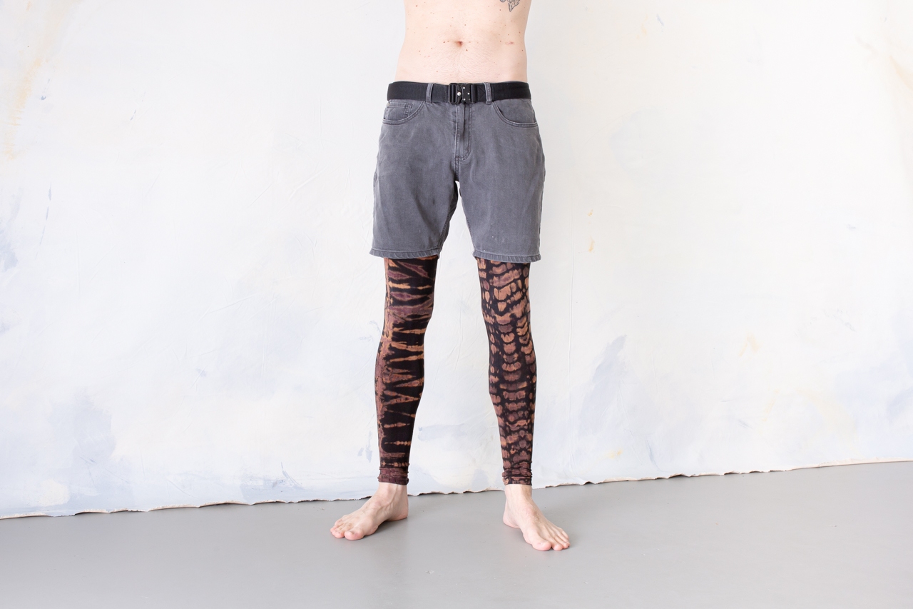 LEGGINGS mit Tiger- und Leopardenoptik - Batik, Tie-Dye - unisex - beige-braun-purpur