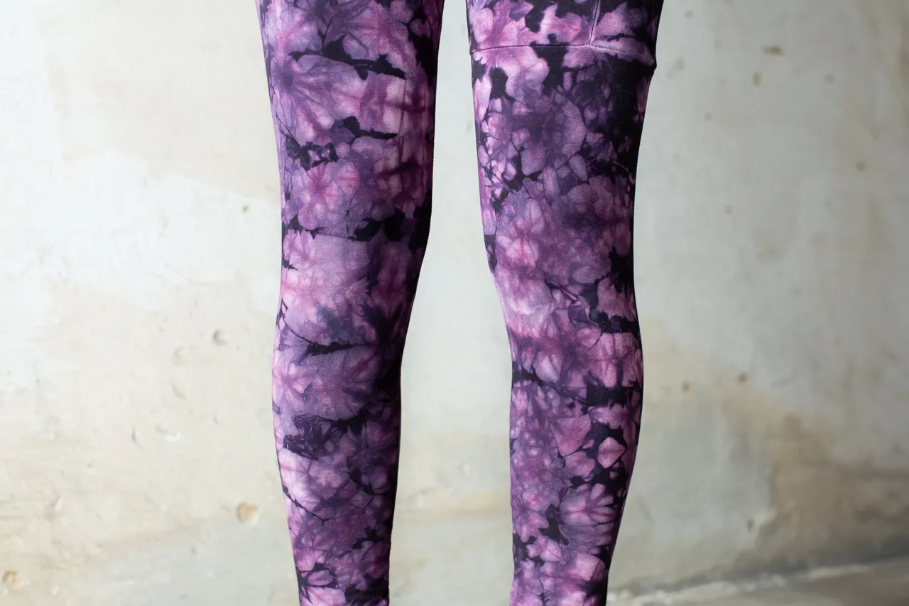 Organic Cotton Tie Dye Foldover Waist Yoga Pant – Purple Turq